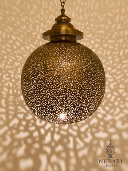 Egg Cluster Moroccan Brass Pendant Light – Handmade Pierced Ceiling Lamp