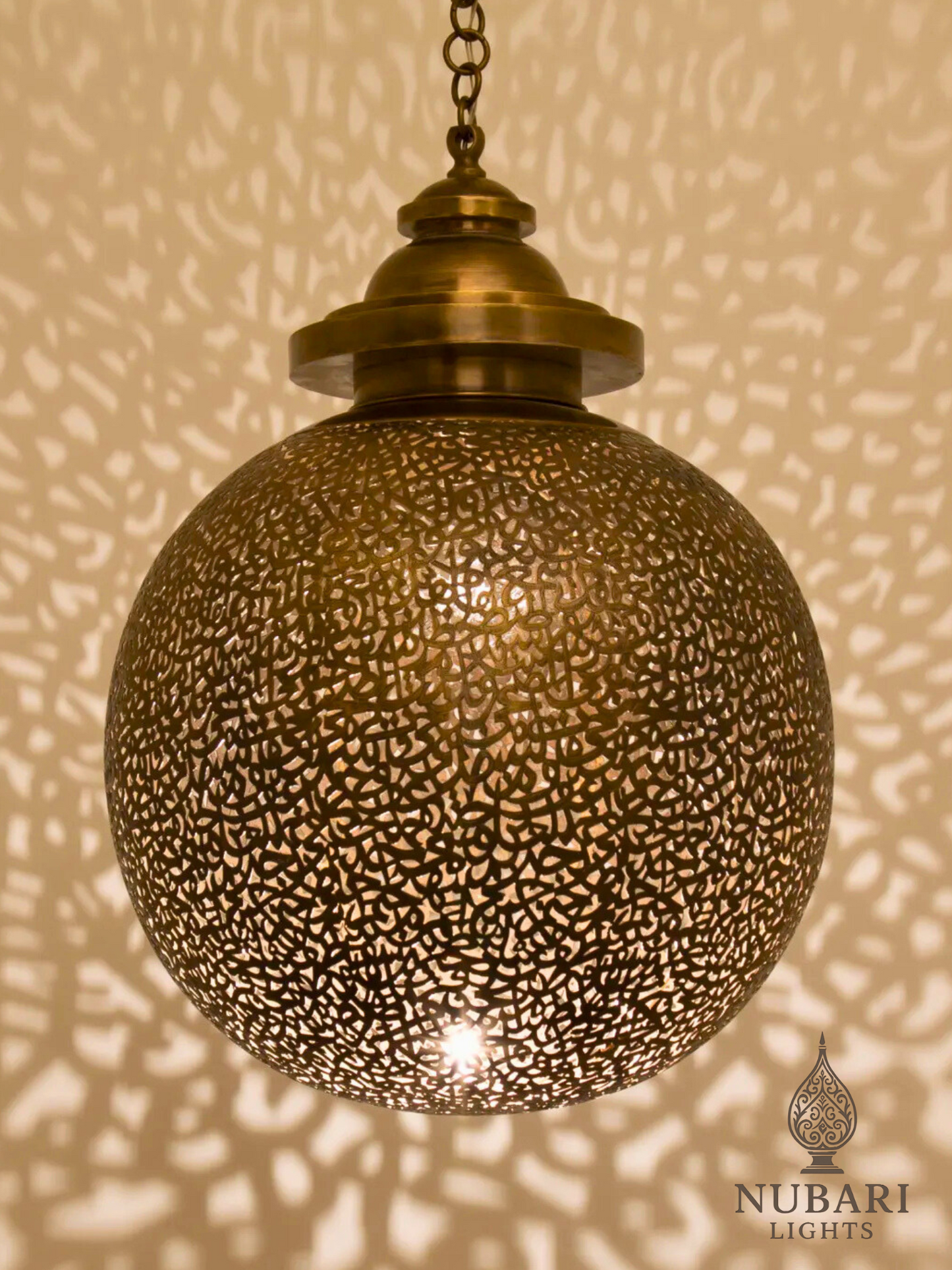Egg Cluster Moroccan Brass Pendant Light – Handmade Pierced Ceiling Lamp