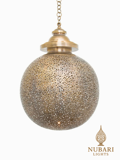 Egg Cluster Moroccan Brass Pendant Light – Handmade Pierced Ceiling Lamp