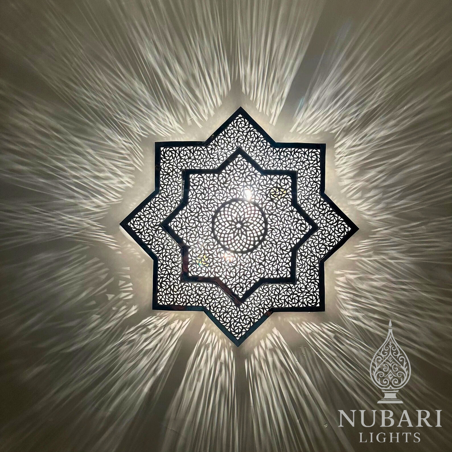 Handmade Moroccan Star Brass Ceiling Light – Oriental Geometric Chandelier