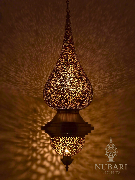 Lahab Handmade Moroccan Brass Pendant – Luxury Statement Chandelier