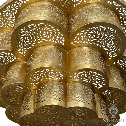 Handmade Moroccan Brass Chandelier – Oriental Flush Mount Ceiling Light
