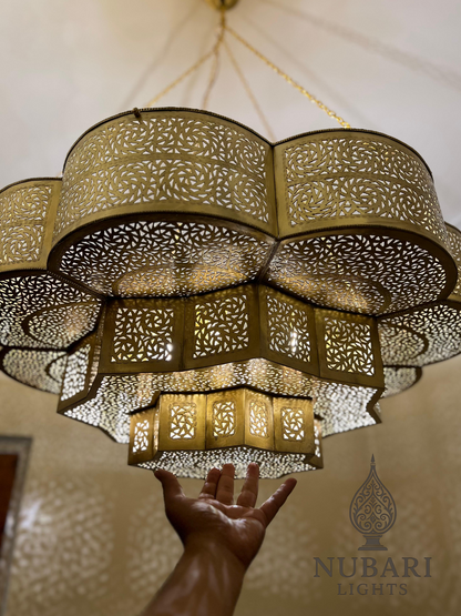 Handmade Moroccan Brass Ceiling Light – Flush Mount Chandelier