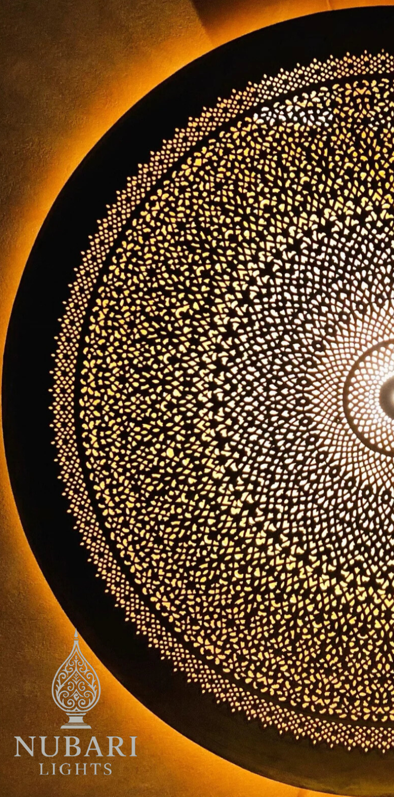 Handmade Moroccan Brass Wall & Ceiling Light – Oriental Round Chandelier