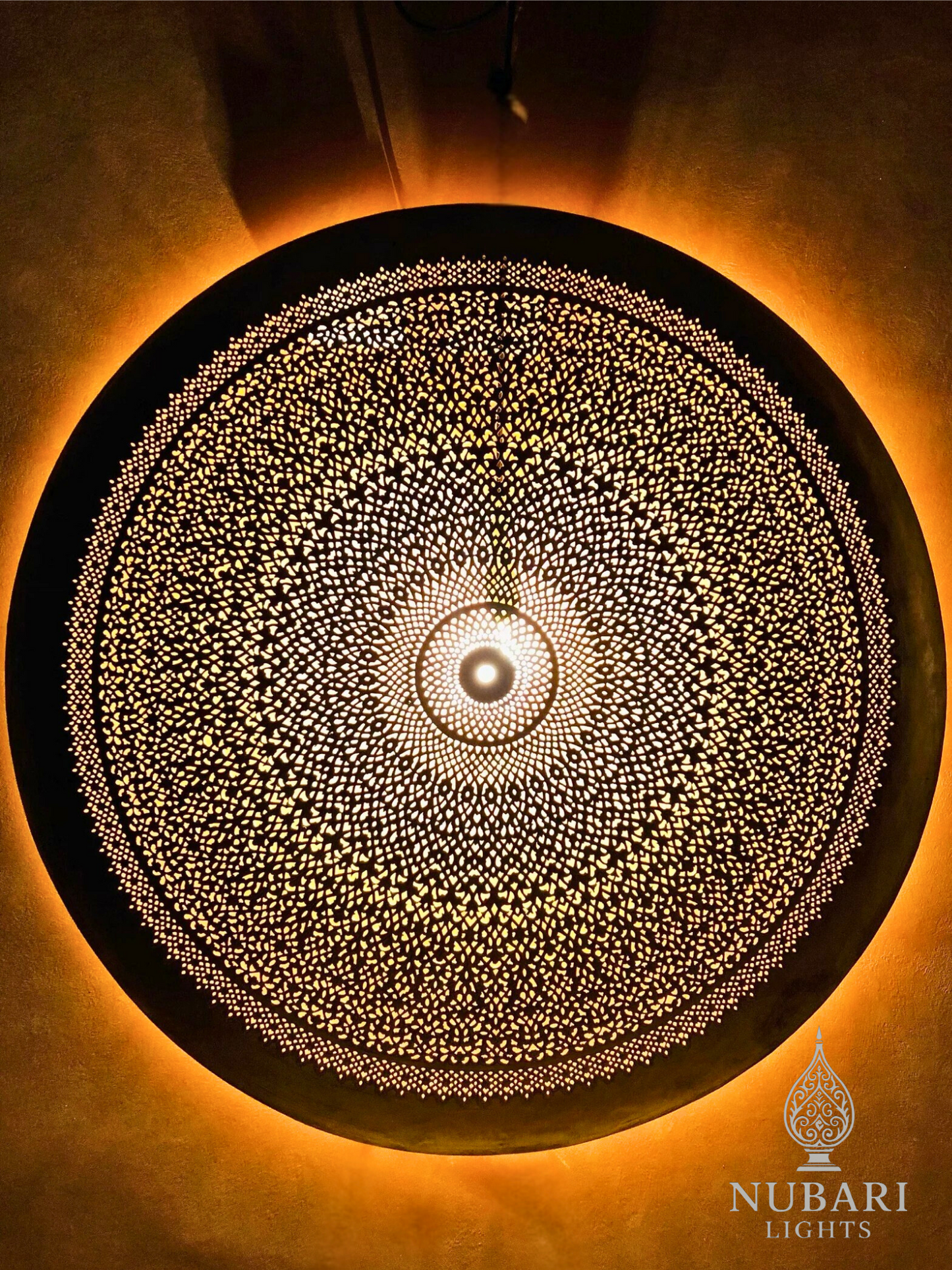 Handmade Moroccan Brass Wall & Ceiling Light – Oriental Round Chandelier