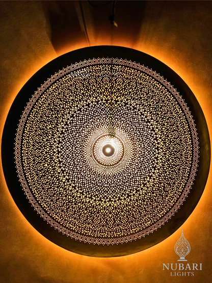 Handmade Moroccan Brass Wall & Ceiling Light – Oriental Round Chandelier