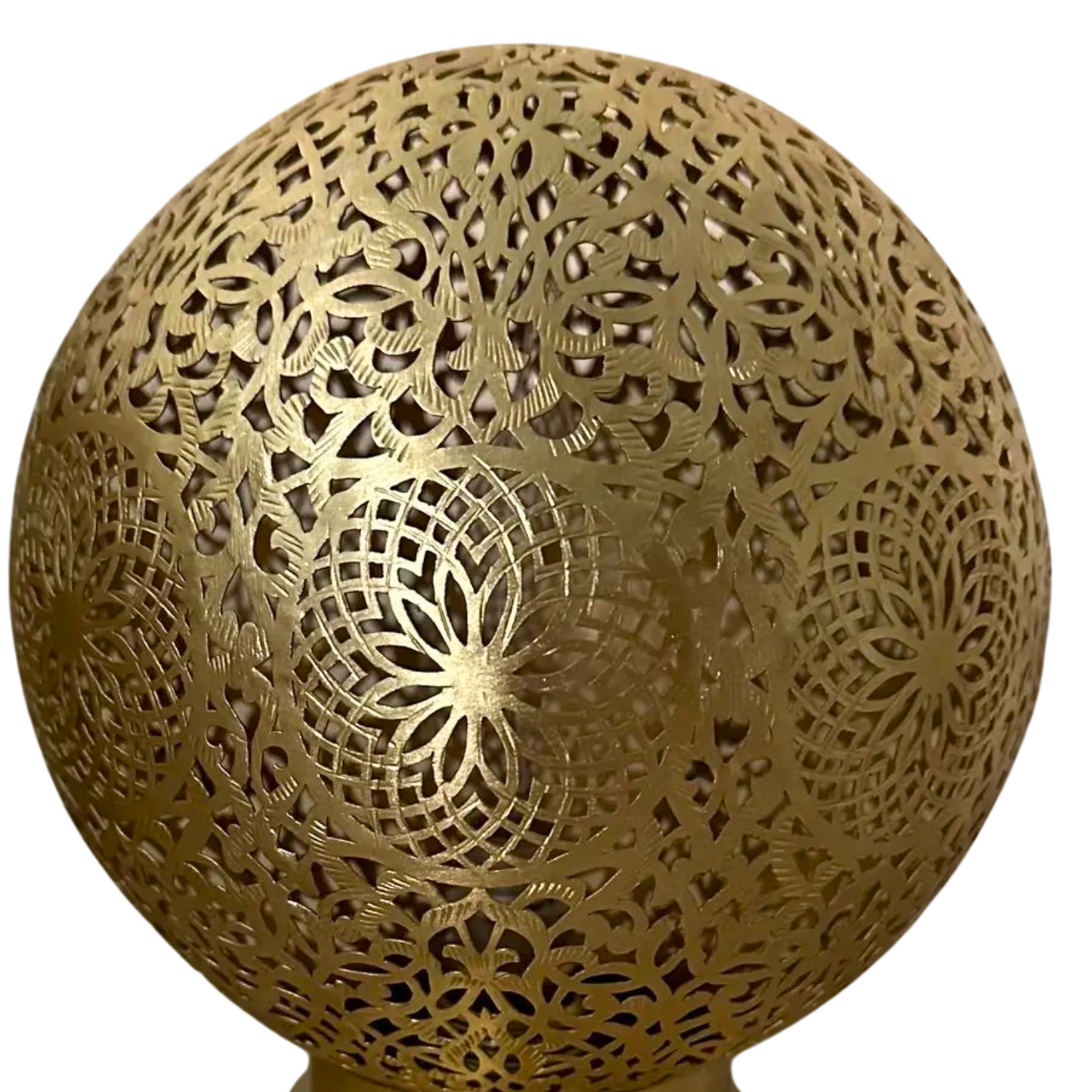 Handmade Moroccan Brass Globe Table Lamp – Pierced Round Design