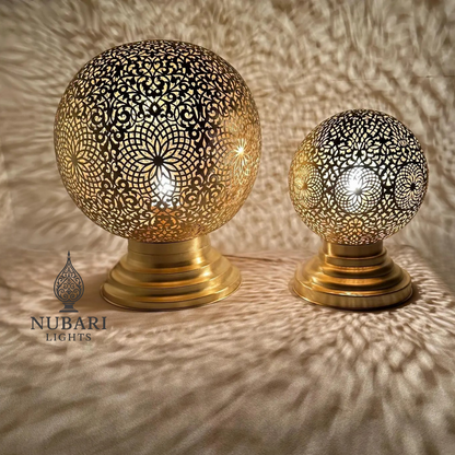 Handmade Moroccan Brass Globe Table Lamp – Pierced Round Design