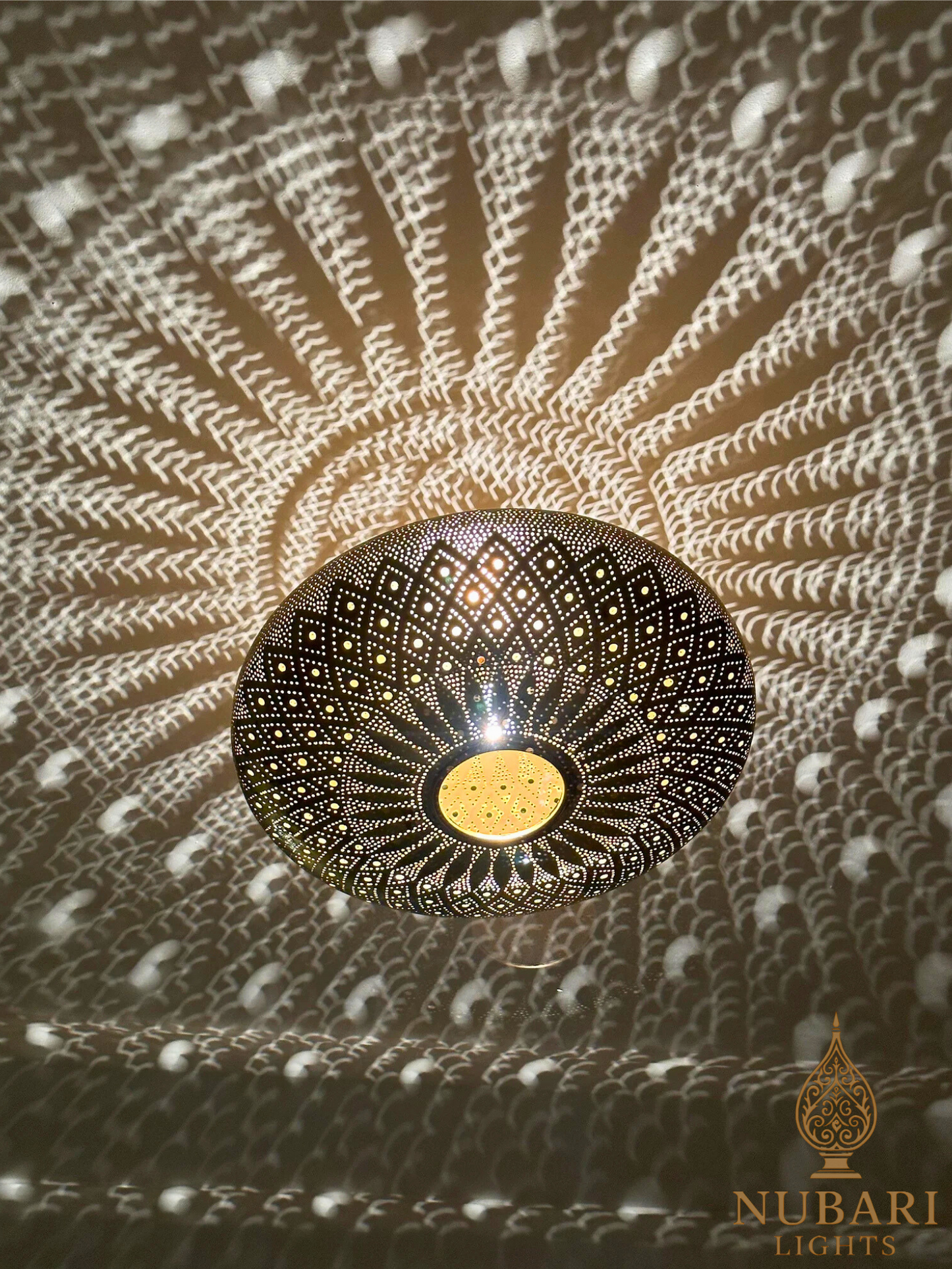 Handmade Moroccan Brass Dome Ceiling Light – Oriental Flush Mount Chandelier