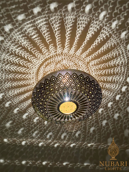 Handmade Moroccan Brass Dome Ceiling Light – Oriental Flush Mount Chandelier