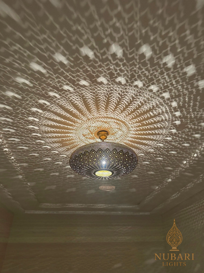 Handmade Moroccan Brass Dome Ceiling Light – Oriental Flush Mount Chandelier