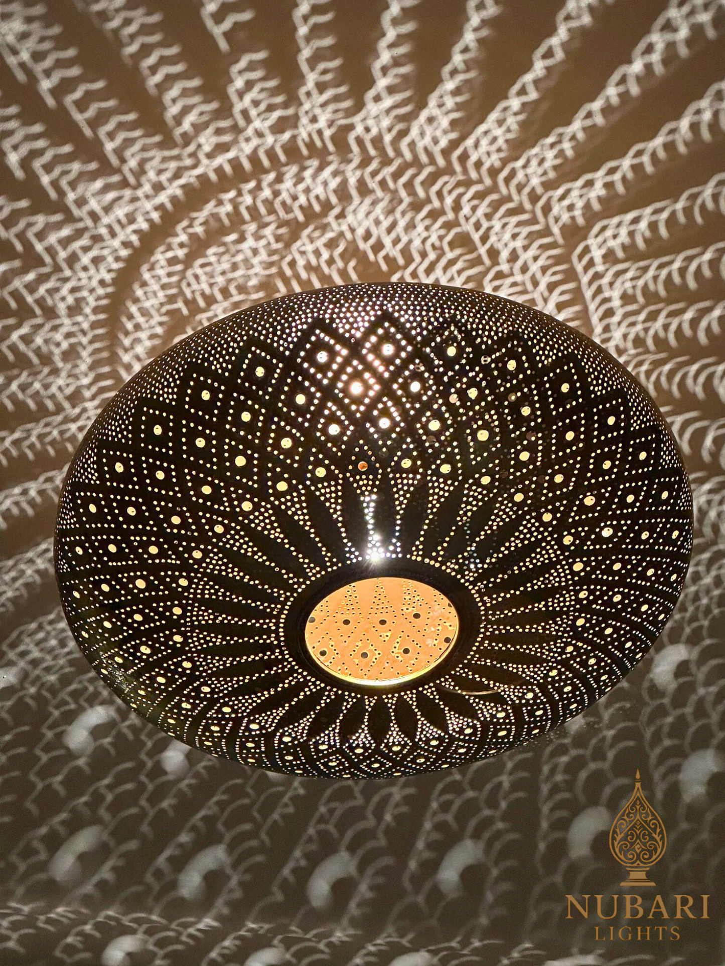 Handmade Moroccan Brass Dome Ceiling Light – Oriental Flush Mount Chandelier