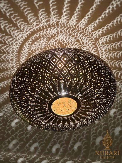 Handmade Moroccan Brass Dome Ceiling Light – Oriental Flush Mount Chandelier