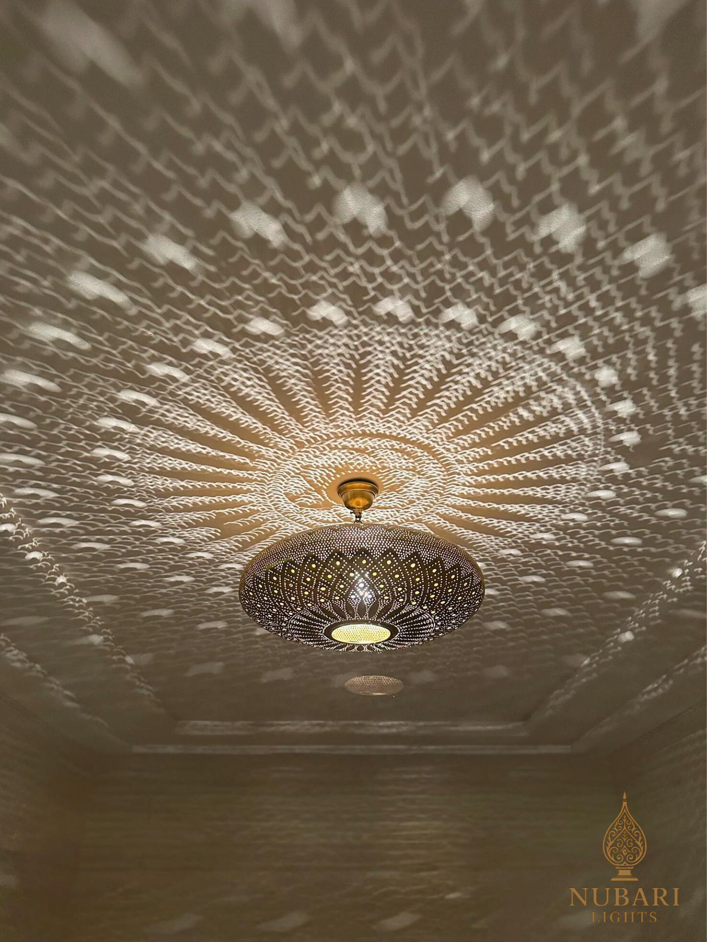 Handmade Moroccan Brass Dome Ceiling Light – Oriental Flush Mount Chandelier