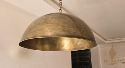Handmade Moroccan Brass Dome Pendant Light – Bronze Finish