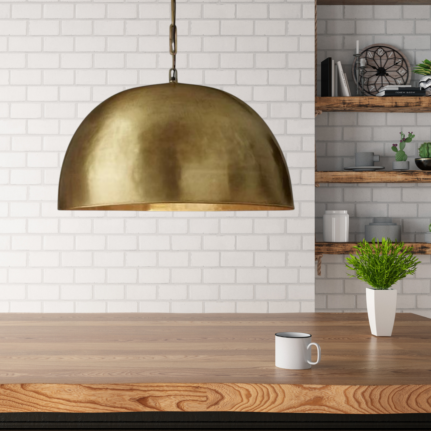 Handmade Moroccan Brass Dome Pendant Light – Bronze Finish