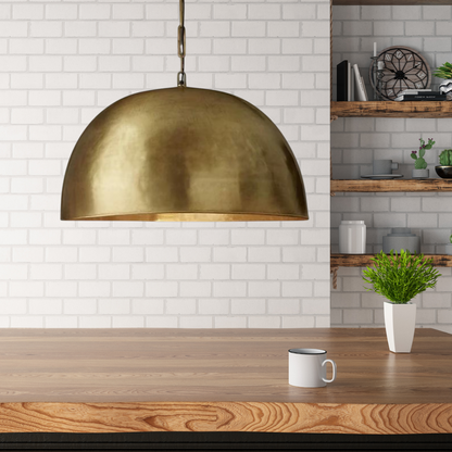 Handmade Moroccan Brass Dome Pendant Light – Bronze Finish