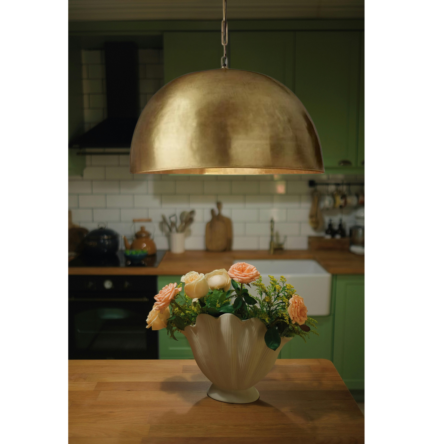 Handmade Moroccan Brass Dome Pendant Light – Bronze Finish
