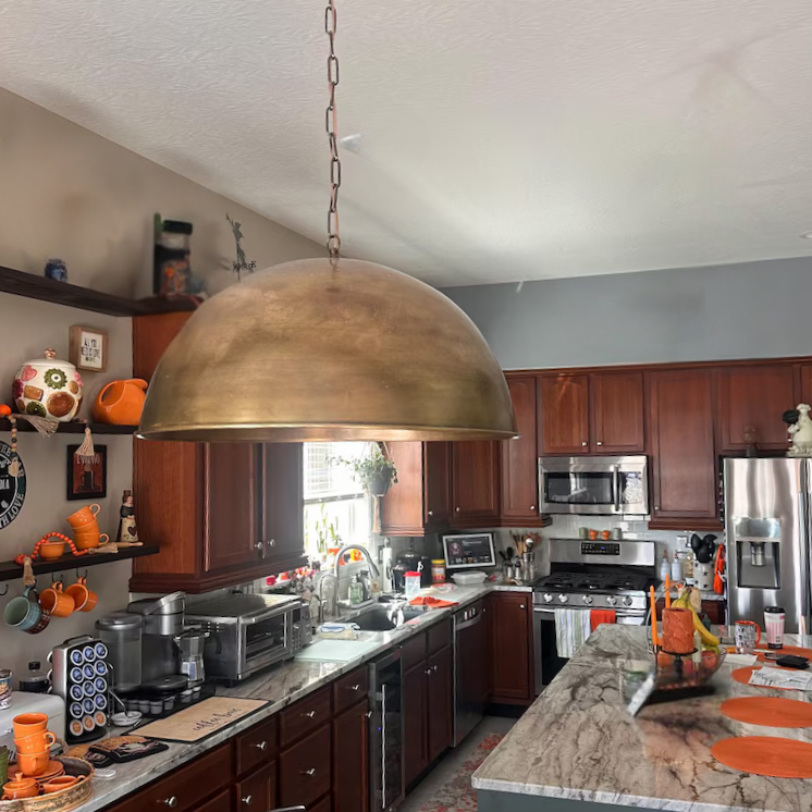 Handmade Moroccan Brass Dome Pendant Light – Bronze Finish
