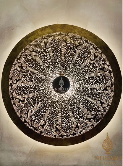 Handmade Moroccan Brass Flush Mount Ceiling Light – Pierced Round Lamp