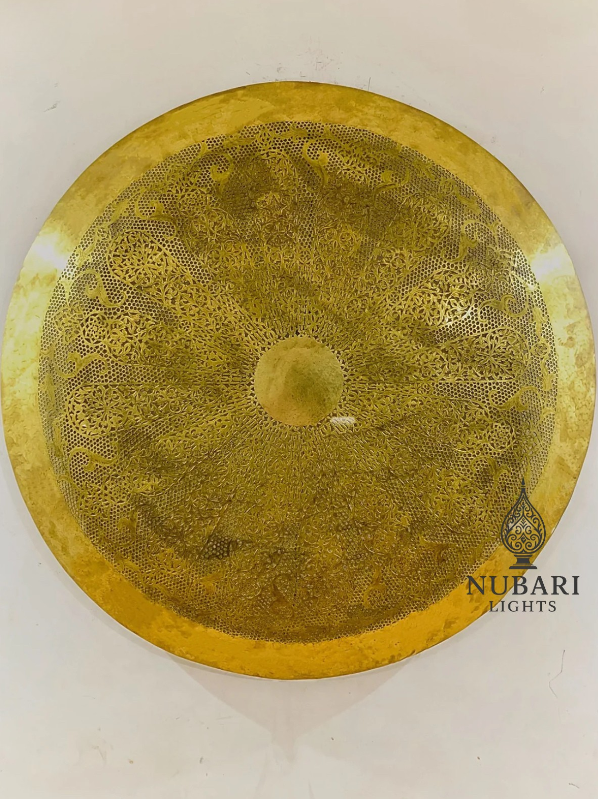 Handmade Moroccan Brass Flush Mount Ceiling Light – Pierced Round Lamp