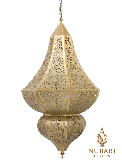 Handmade Moroccan Brass Chandelier – Large Oriental Pendant Light – Pierced Ceiling Lamp – Entryway, Living Room & Hotel Decor