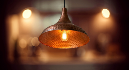 Handmade Hammered Copper Dome Pendant – Rustic Farmhouse Lighting – Moroccan Vintage Ceiling Light