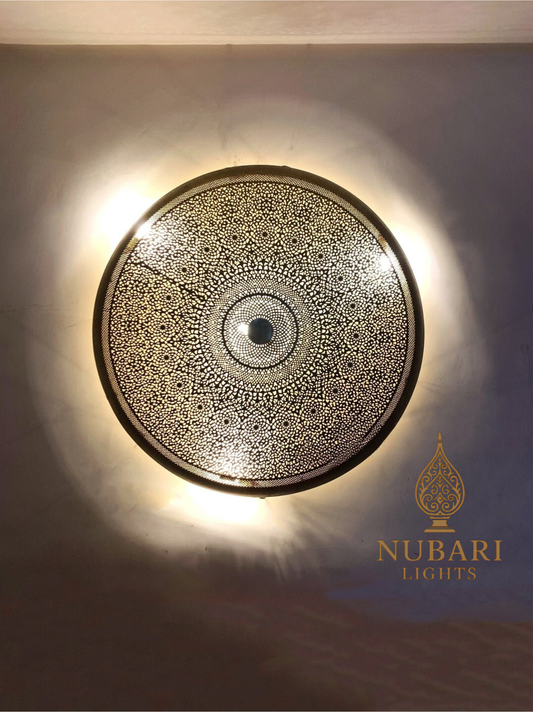 Moroccan Flush Mount Light – Handmade Brass Ceiling Fixture | Round Pierced Design