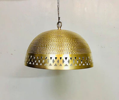 Hammered Brass Dome Pendant Light | Handmade Moroccan Ceiling Lamp | Boho Farmhouse Lighting | Kitchen Island Light Fixture | Brass Chandelier