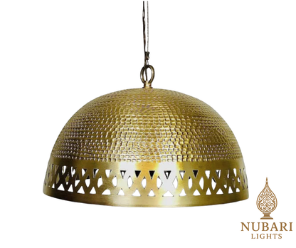 Hammered Brass Dome Pendant Light | Handmade Moroccan Ceiling Lamp | Boho Farmhouse Lighting | Kitchen Island Light Fixture | Brass Chandelier