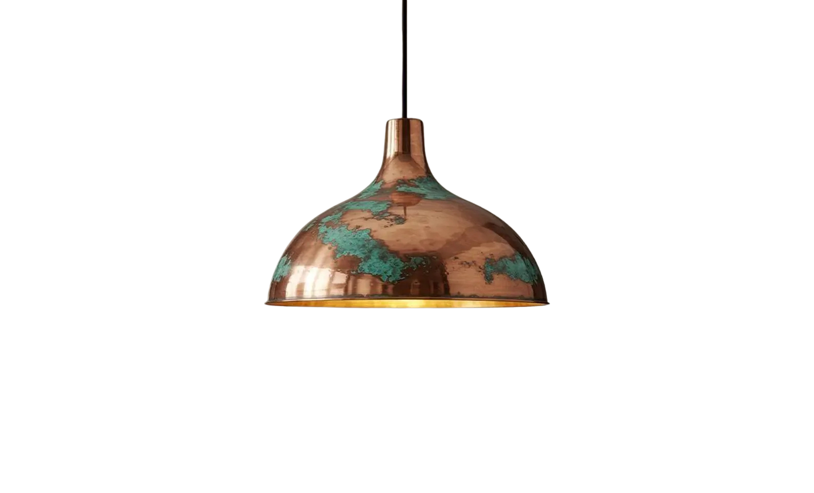 Wooden pendant light with a textured surface on a white background