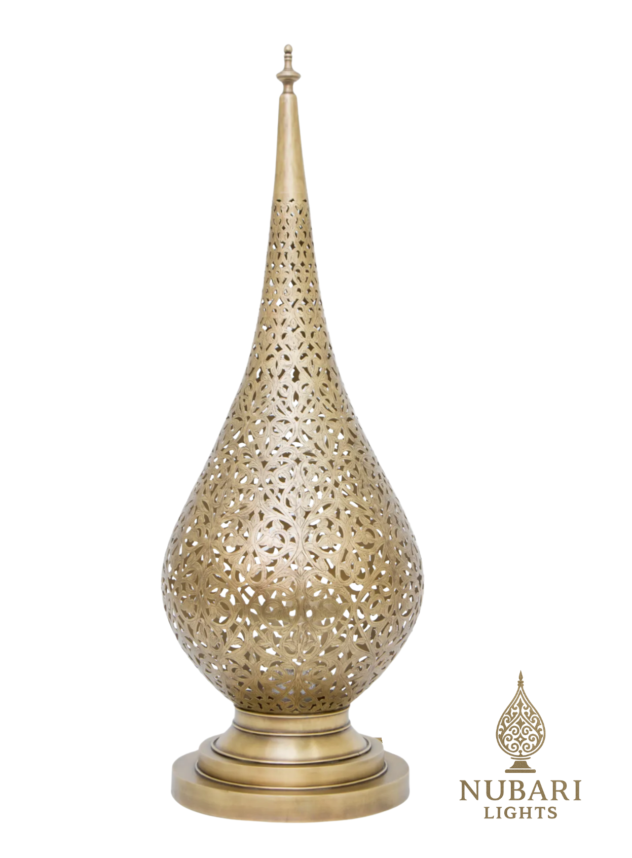 Handmade Moroccan Flame Brass Table Lamp – Pierced Antique Design