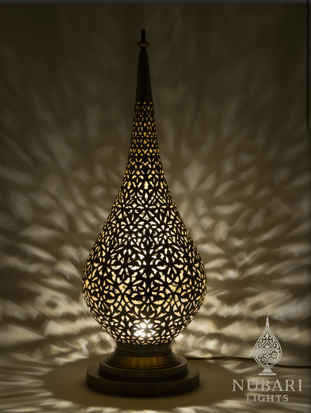 Handmade Moroccan Flame Brass Table Lamp – Pierced Antique Design