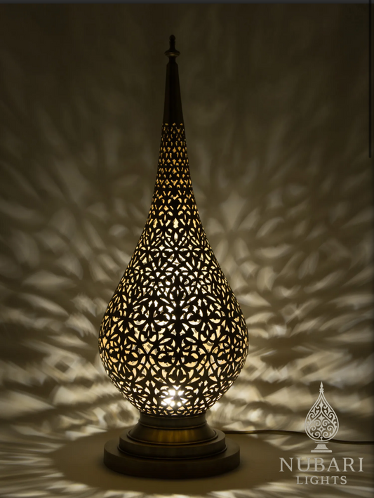 Handmade Moroccan Flame Brass Table Lamp – Pierced Antique Design