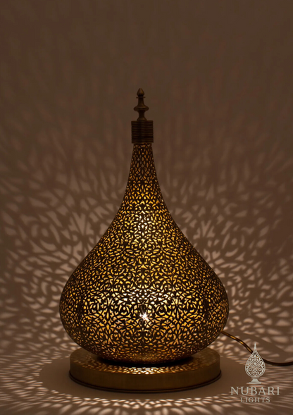 Handmade Moroccan Brass Bottle-Shaped Table Lamp – Engraved Oriental Design