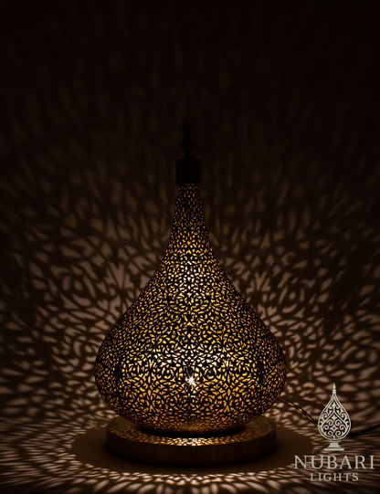 Handmade Moroccan Brass Bottle-Shaped Table Lamp – Engraved Oriental Design