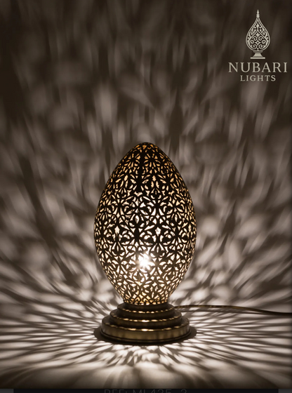 Handmade Moroccan Egg Table Lamp – Brass Pierced Design