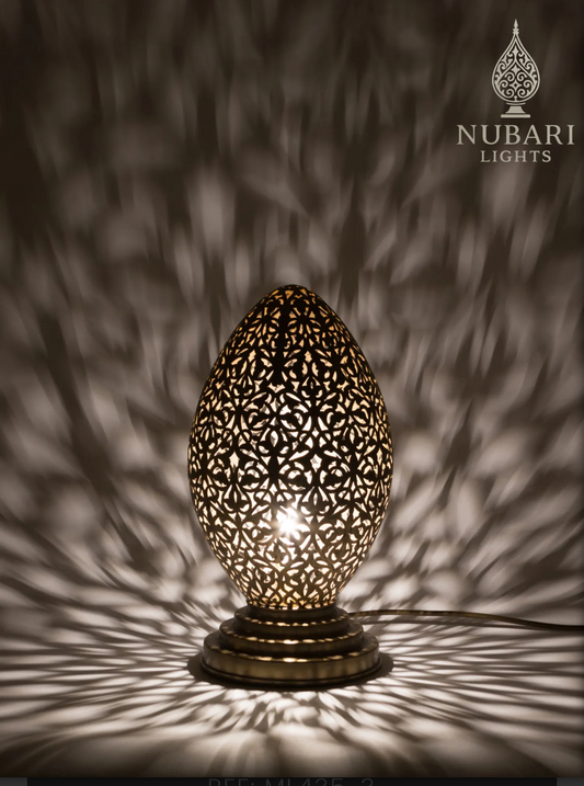 Handmade Moroccan Egg Table Lamp – Brass Pierced Design