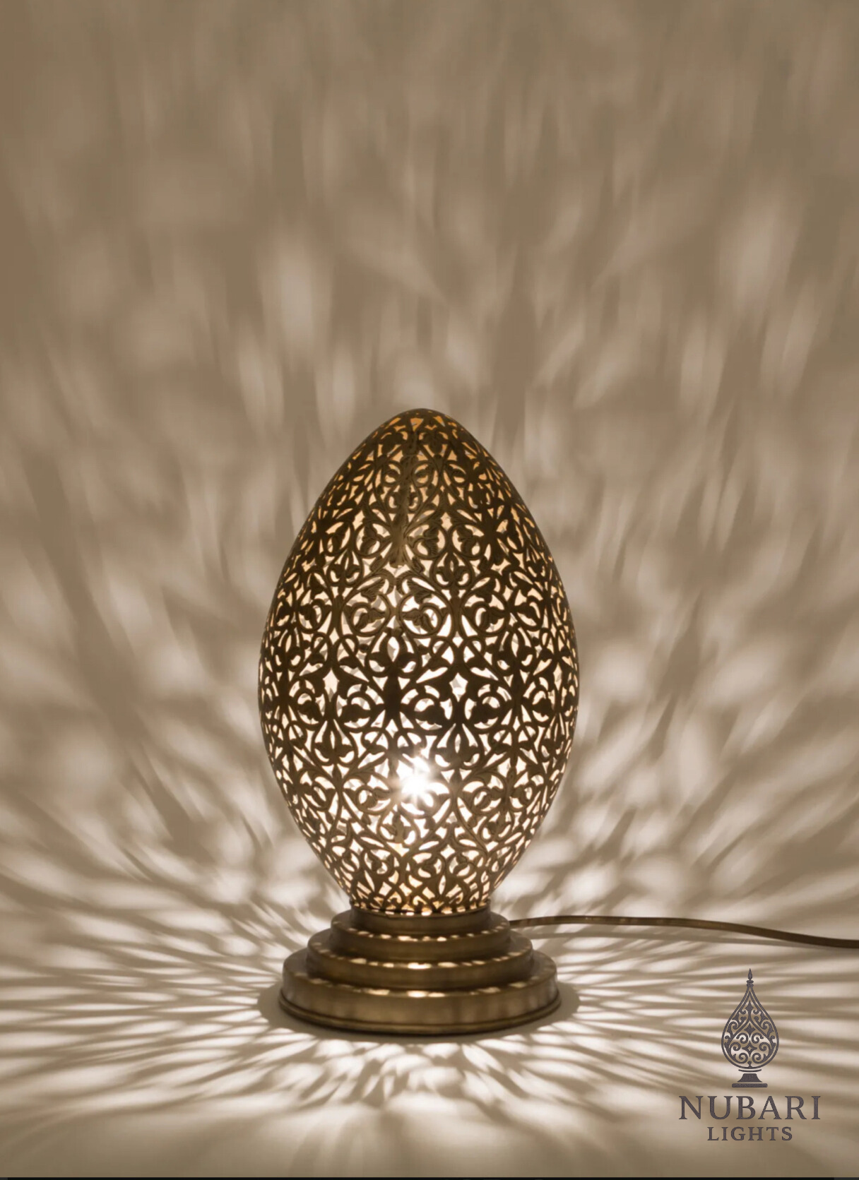 Handmade Moroccan Egg Table Lamp – Brass Pierced Design