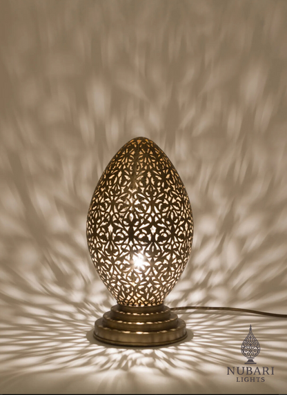 Handmade Moroccan Egg Table Lamp – Brass Pierced Design
