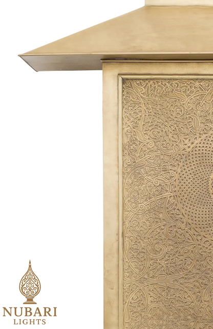 Handmade Moroccan Brass Wall Light – Rectangular Pierced Lantern – Modern Moorish Sconce