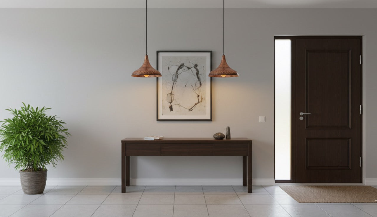 Handmade Hammered Copper Dome Pendant – Rustic Farmhouse Lighting – Moroccan Vintage Ceiling Light