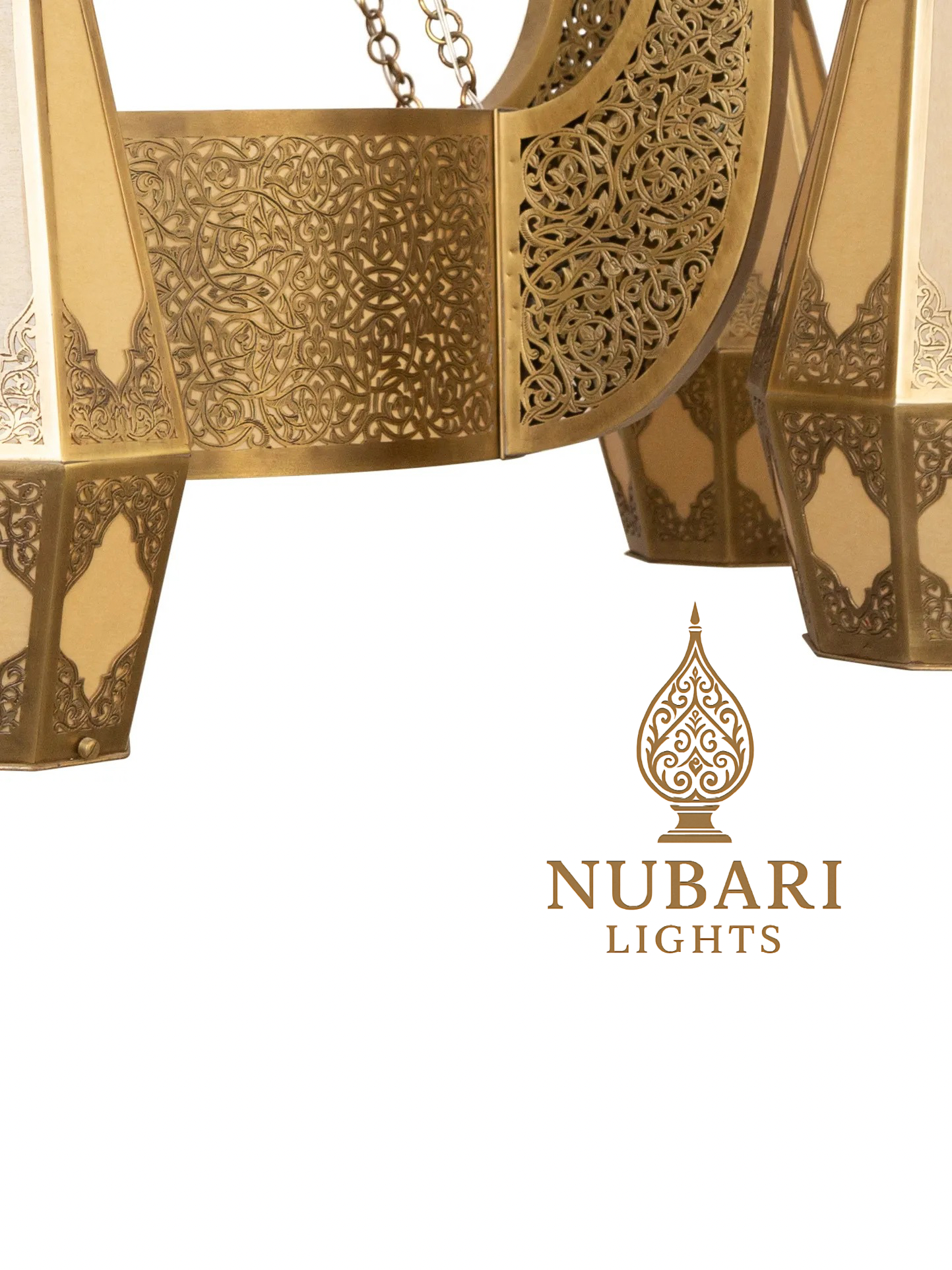 Tifrit Moroccan Brass Chandelier – Handmade Ceiling Light with Six Lanterns