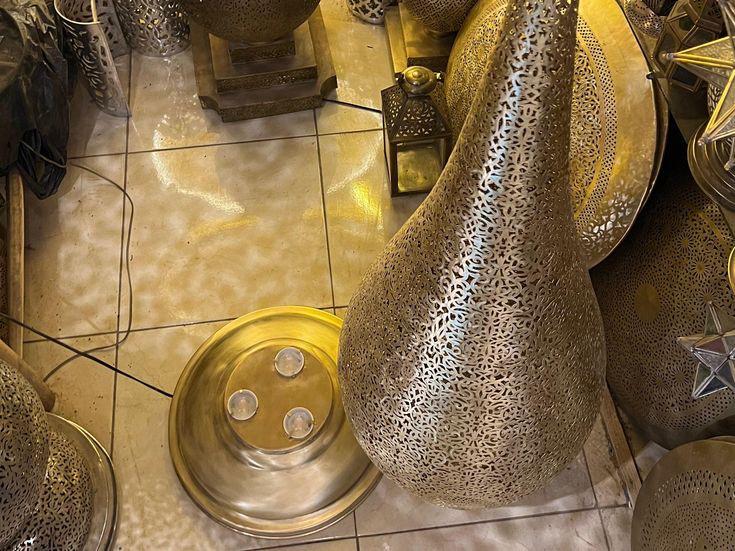 Handmade Brass Teardrop Floor Lamp – Moroccan Pierced Lighting