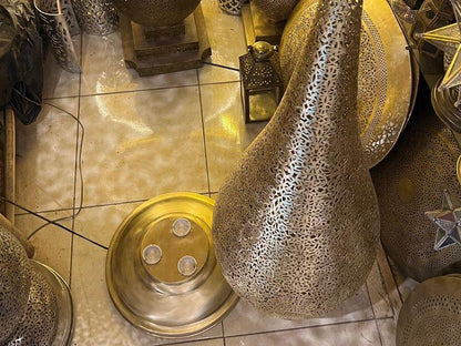 Handmade Brass Teardrop Floor Lamp – Moroccan Pierced Lighting