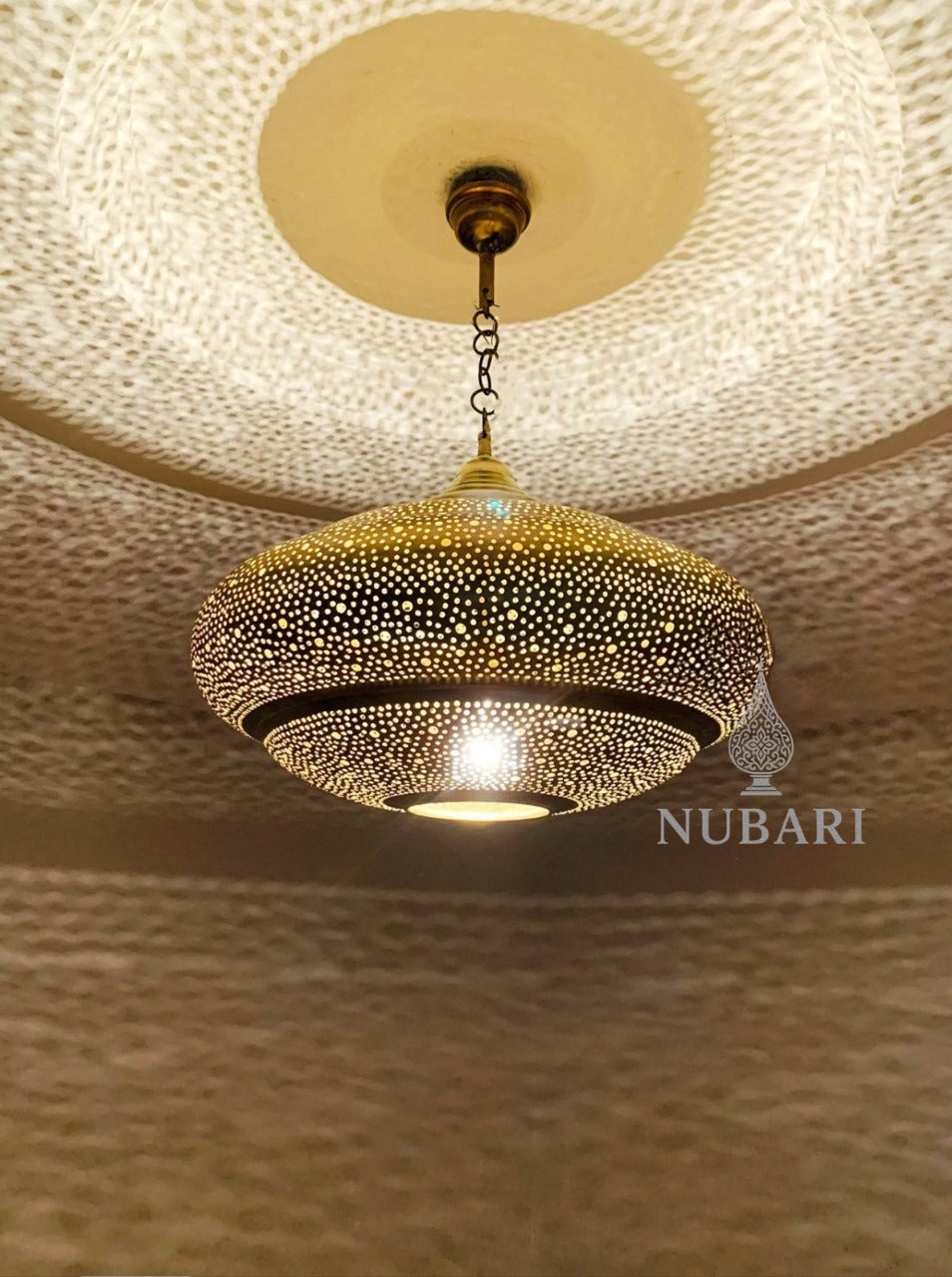 Moroccan Brass Dome Pendant Light – Handmade by Nubarilights
