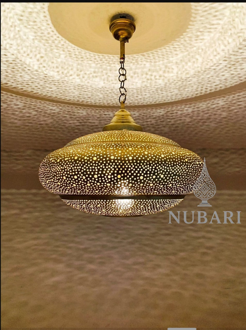 Moroccan Brass Dome Pendant Light – Handmade by Nubarilights
