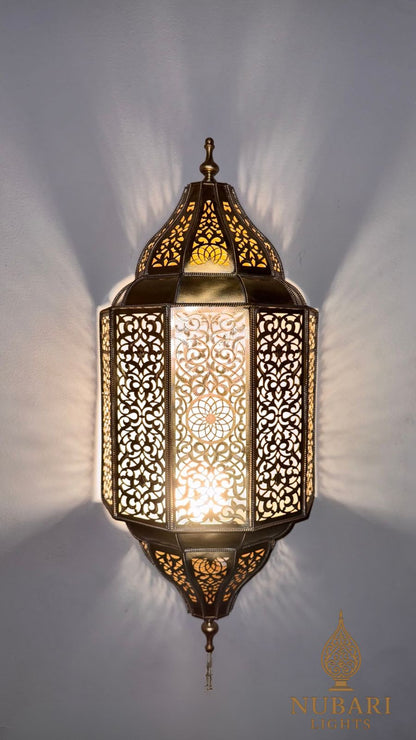 Handmade Moroccan Brass Wall Lantern – Oriental Pierced Sconce
