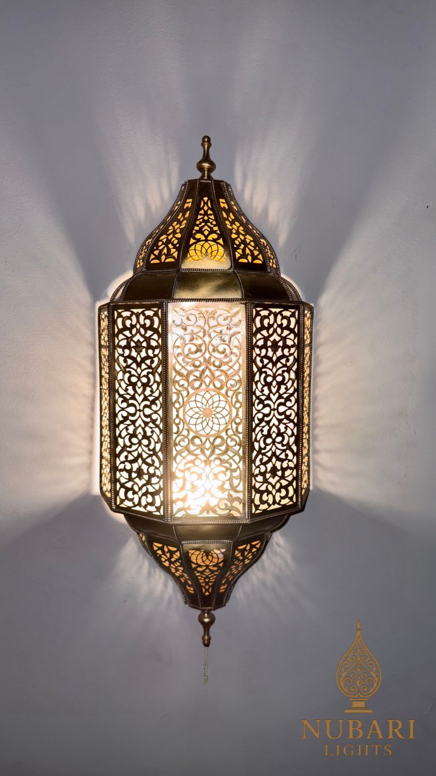 Handmade Moroccan Brass Wall Lantern – Oriental Pierced Sconce