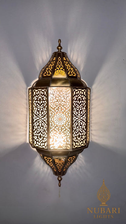 Handmade Moroccan Brass Wall Lantern – Oriental Pierced Sconce